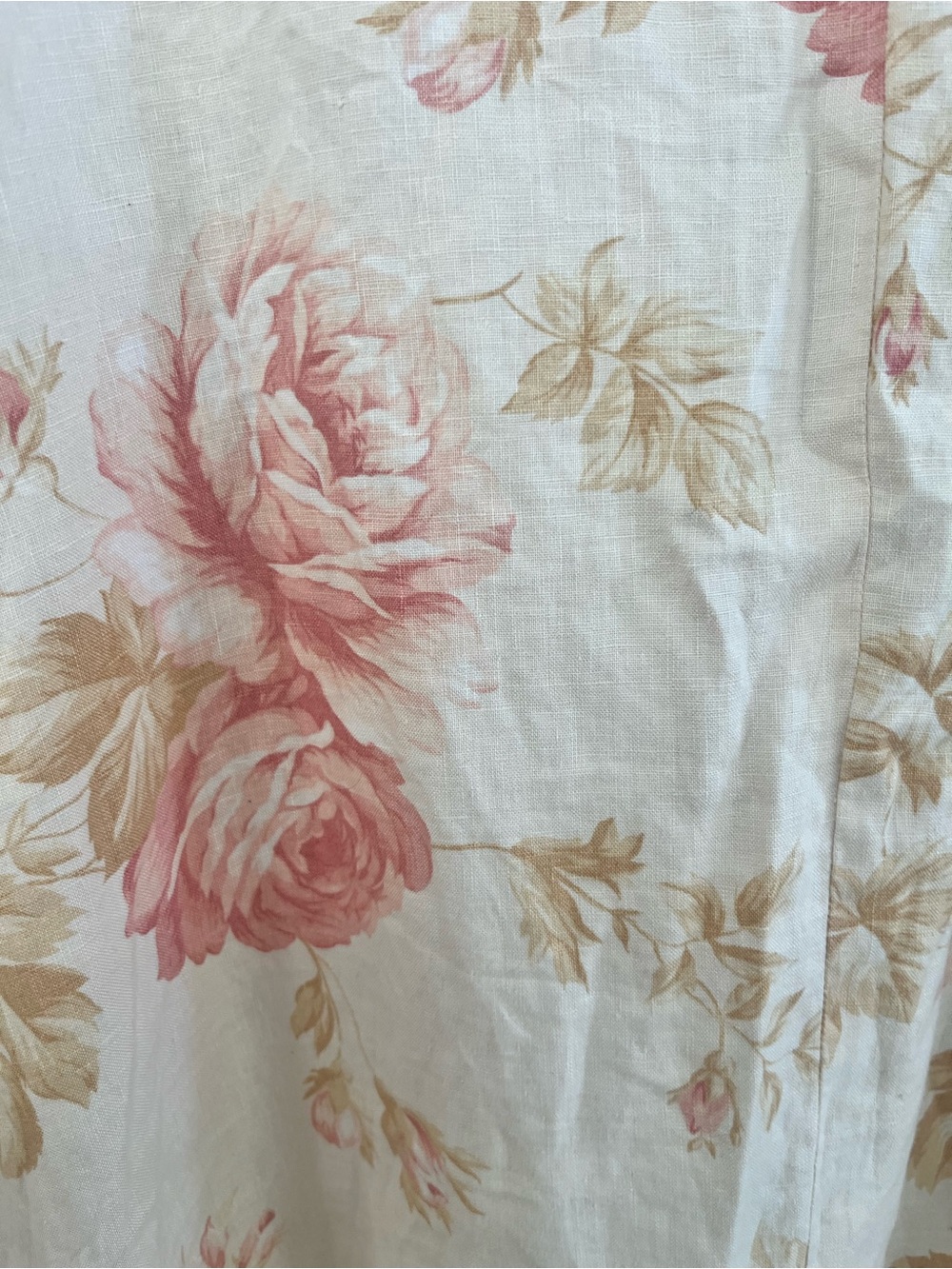 Vintage Lauren Ralph Lauren 100% linen floral button-front midi skirt, size 8. - Picture 8 of 11